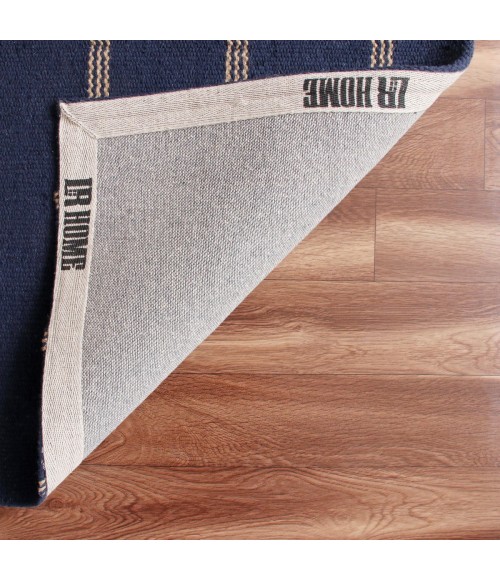 LR Home Hampton Navy Blue/Tan 03396 9 ft. X 12 ft. Rect. Rug