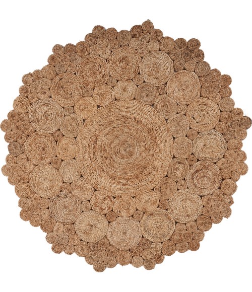 LR Home NATURAL FIBER 12046 Natural 7'-6" X 7'-6" Round Rug