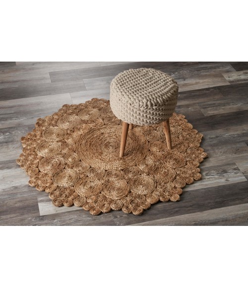 LR Home NATURAL FIBER 12046 Natural 7'-6" X 7'-6" Round Rug
