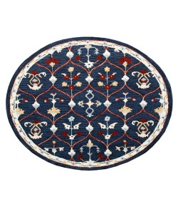 Rachel RUG-AB Navy/Red 7 ft. 3 in. Round Area Rug