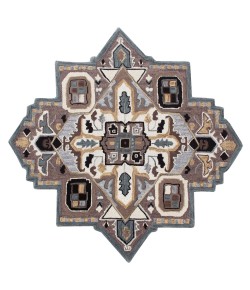 Shena SHA-AA Black Area Rug 5 ft. Star Star