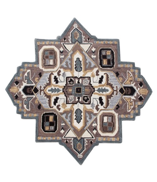 LR Home SHAPES 50922 Black/ Mocha 5' Round Rug