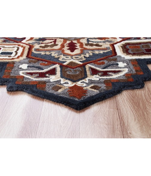 LR Home SHAPES 50923 Gold/ Blue 7' X 7' Round Rug