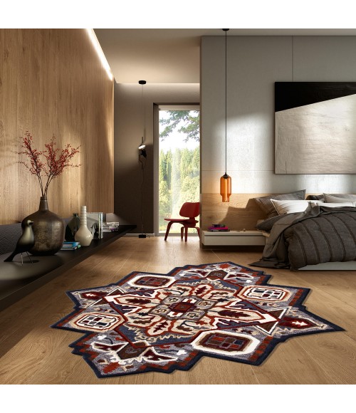 LR Home SHAPES 50923 Gold/ Blue 7' X 7' Round Rug