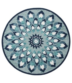 LR Home Sinuous SINUO54151 Blue Area Rug 6 ft. Round