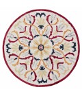 LR Home SINUOUS 54154 Ivory/ Red 4' X 4' Round Rug