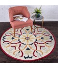 LR Home SINUOUS 54154 Ivory/ Red 4' X 4' Round Rug