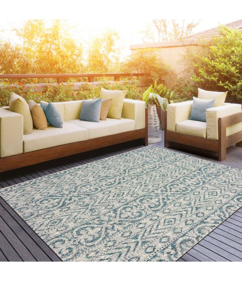 LR Home Sun Shower 81242 Blue/ Green 1'10" X 3'0 Rect. Rug