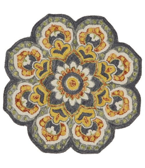 LR Resources DAZZL54078GRY60RD LR54078-GRY60RD Area Rug