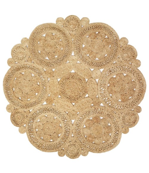 LR Resources NATURAL JUTE NATUR12031NAT80RD Area Rug