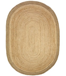 LR Home Natural Fiber 12035 Natural/ Gray 7'X 9' Oval Rug