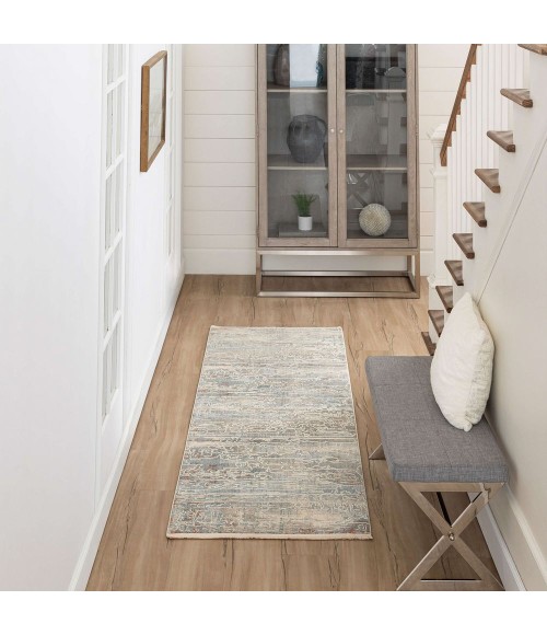 Karastan Silk Road Cream Dark Grey 2' 7" x 7' 3" Area Rug