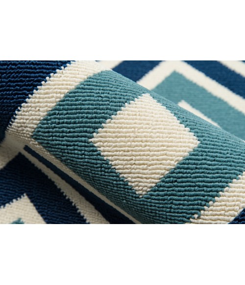 Baja Area Rug Momeni Baja Area Rug BAJ-7 Blocks Blue 5'3 X 7'6