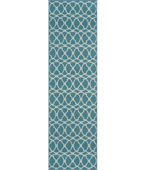 Momeni Baja Area Rug BAJ11 Moroccan Tile Blue 7'10 X 10'10