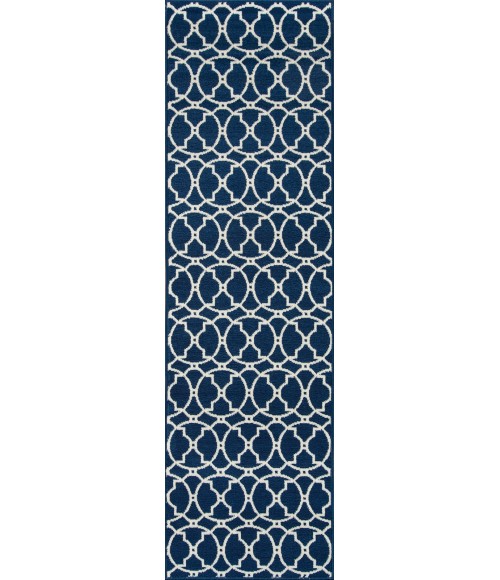 Momeni Baja Area Rug BAJ11 Moroccan Tile Navy 7'10 X 10'10