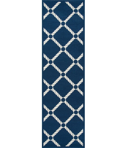 Baja Area Rug Momeni Baja Area Rug BAJ15 Nautical Rope Navy 2'3 X 7'6 Runner