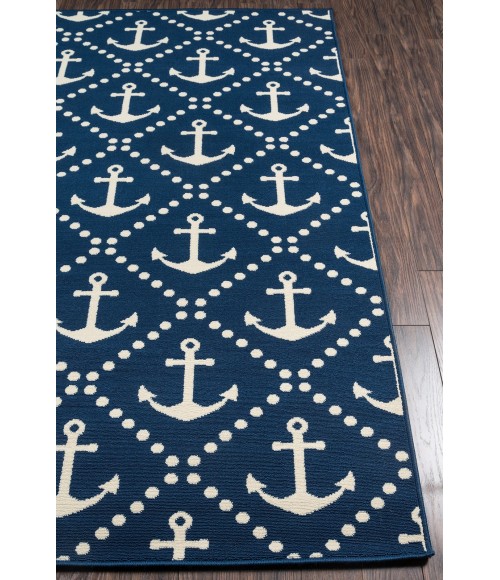 Momeni Baja Area Rug BAJ16 Anchors Navy 7'10 X 10'10