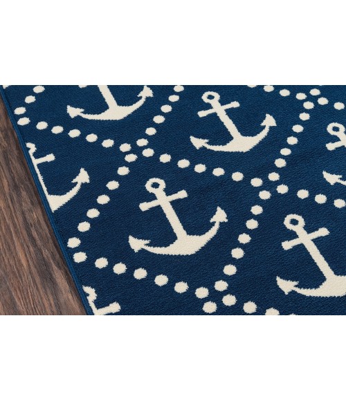 Momeni Baja Area Rug BAJ16 Anchors Navy 7'10 X 10'10