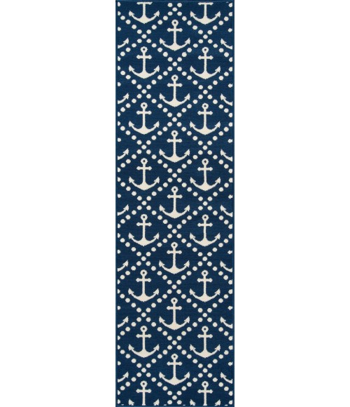 Momeni Baja Area Rug BAJ16 Anchors Navy 7'10 X 10'10