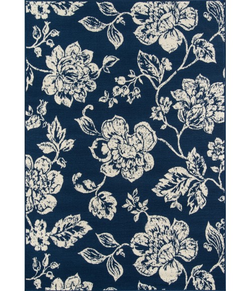 Momeni Baja Area Rug BAJ18 Floral Blooms Navy 1'8 X 3'7