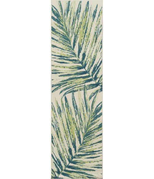 Momeni Baja Area Rug BAJ27 Palm Leaf Green 5'3 X 7'6