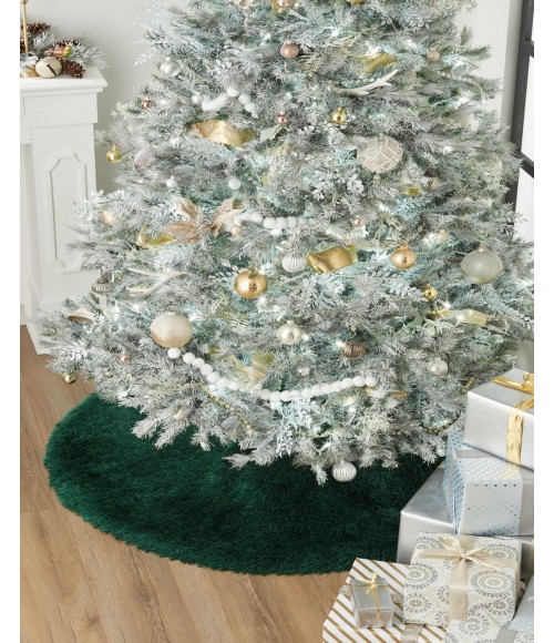 Momeni Furry Tree Skirt FTS-1 Green 5 ft. X 5 ft. Round Rug