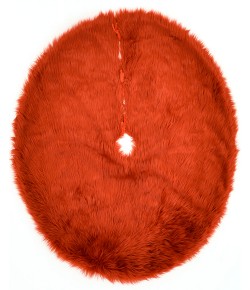 Momeni Furry Tree Skirt FTS-1 Red 5 ft. X 5 ft. Round Rug