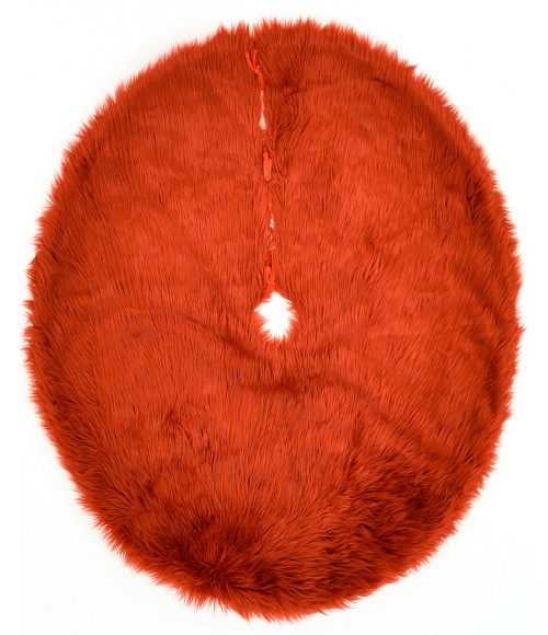 Momeni Furry Tree Skirt FTS-1 Red 5 ft. X 5 ft. Round Rug