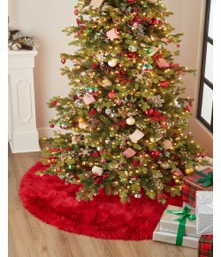 Momeni Furry Tree Skirt FTS-1 Red 5 ft. X 5 ft. Round Rug