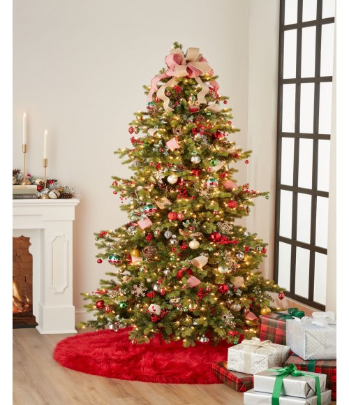 Momeni Furry Tree Skirt FTS-1 Red 5 ft. X 5 ft. Round Rug