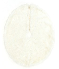 Momeni Furry Tree Skirt FTS-1 White 5 ft. X 5 ft. Round Rug