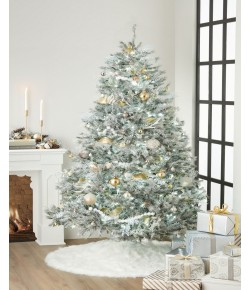 Momeni Furry Tree Skirt FTS-1 White 5 ft. X 5 ft. Round Rug