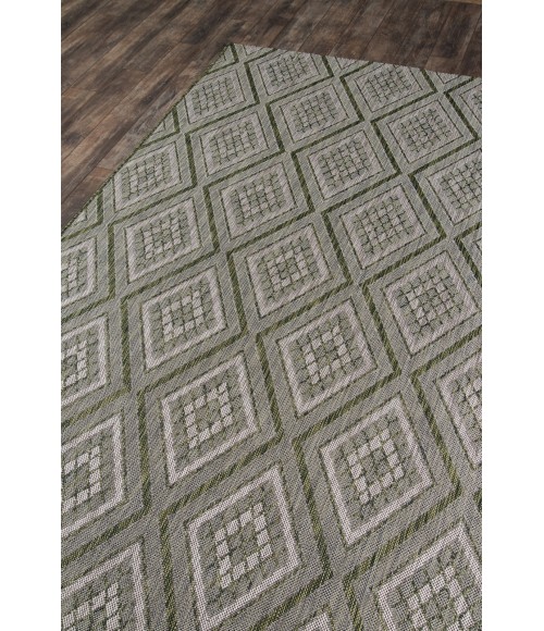 Momeni Lake Palace Area Rug LAK-1 Rajasthan Weekend Green 2'7 X 7'6 Runner