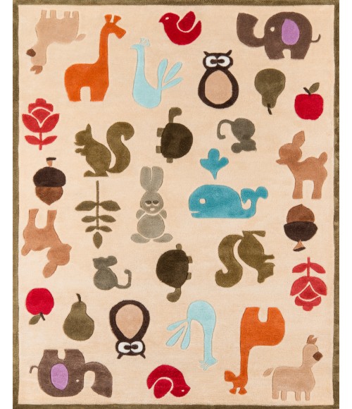 Lil Mo Whimsy Area Rug Momeni Lil Mo Whimsy Area Rug LMJ-2 Critters Ivory 2' X 3'