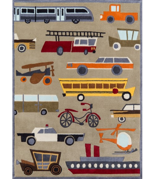 Momeni Lil Mo Whimsy Area Rug LMJ-8 Transportation Concrete 5' X 5' Round