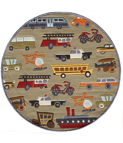 Momeni Lil Mo Whimsy Area Rug LMJ-8 Transportation Concrete 5' X 5' Round