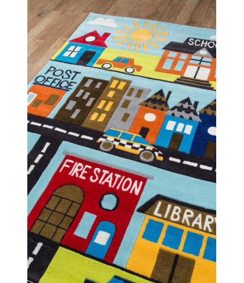Lil Mo Whimsy Area Rug Momeni Lil Mo Whimsy Area Rug LMJ12 Town Scene Town 2' X 3'