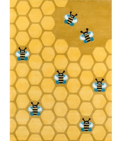 Momeni Lil Mo Whimsy Honeycomb Gold LMJ15 5 ft. X 5 ft. Round Rug