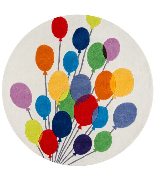 Momeni Lil Mo Whimsy Area Rug LMJ16 Balloons Multi Balloons 5' X 5' Round