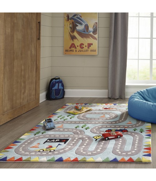 Momeni Lil Mo Whimsy Light Blue Rug LMJ34 5 ft. X 5 ft. Round Momeni Lil Mo Whimsy Light Blue LMJ34 5 ft. X 5 ft. Round Rug