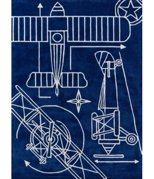 Momeni Lil Mo Hipster Area Rug LMT16 Blueprint Navy 4' X 6'