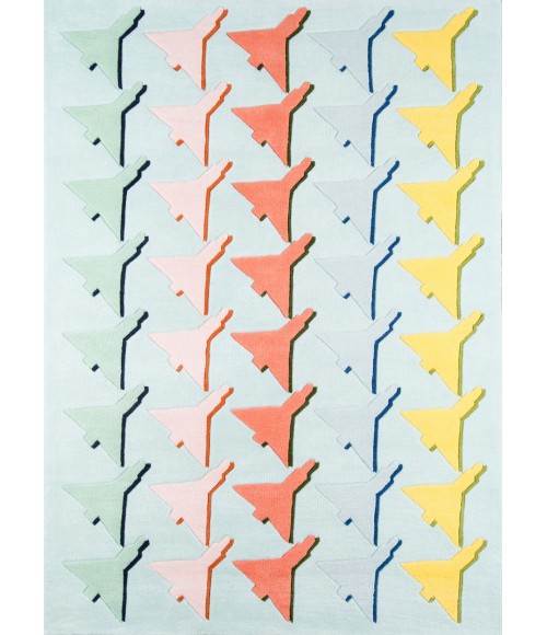 Lulu Area Rug Momeni Lulu Area Rug LUL-2 Airplane Houndstooth Seafoam 3'6 X 5'6