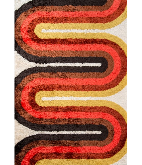 Momeni Retro Area Rug RET-2 Retro Wave Red 2'3 X 7'6 Runner