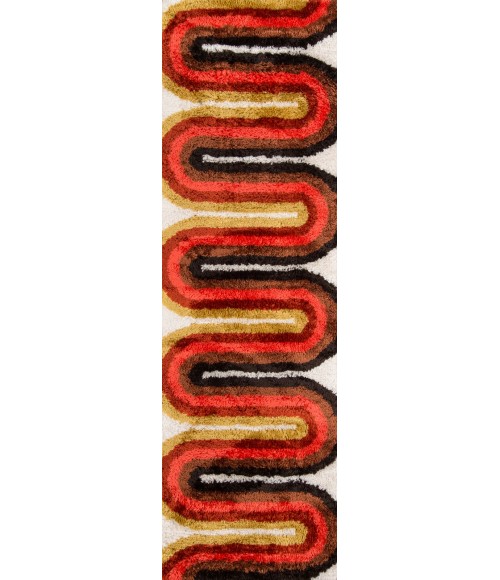 Momeni Retro Area Rug RET-2 Retro Wave Red 2'3 X 7'6 Runner