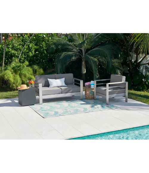 Momeni Riviera RV-01 Aqua 2 ft. 7 in. X 7 ft. 6 in. Runner Rug