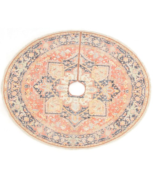 Momeni Vintage Tree Skirt VTS-1 Rug Momeni Vintage Tree Skirt VTS-1 Red 5 ft. 3 in. X 5 ft. 3 in. Round Rug