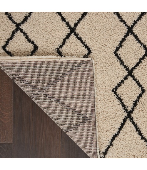 Nourison Geometric Shag Ivory/Charcoal GOS01 5 ft. 3 in. X 7 ft. 3 in. Rect. Rug