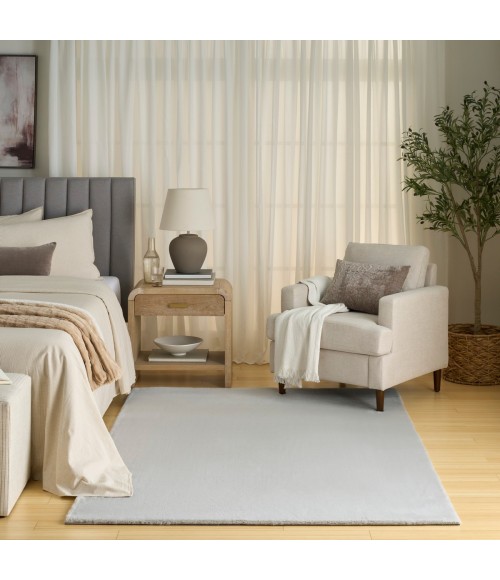 Nourison Soft Plush Rabbit Fur Silver SFF01 7 ft. 6 in. X 9 ft. 6 in. Rect. Rug