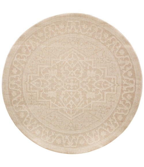 Nourison Tulum Cream TLM05 8 ft. X Round Rug