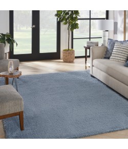 Nourison Luxurious Shag Light Blue LXR05 7 ft. 10 in. X 9 ft. 10 in. Rect. Rug